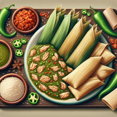 Image of Tamales De Pollo Con Chile Verde Green Chile Chicken Tamales