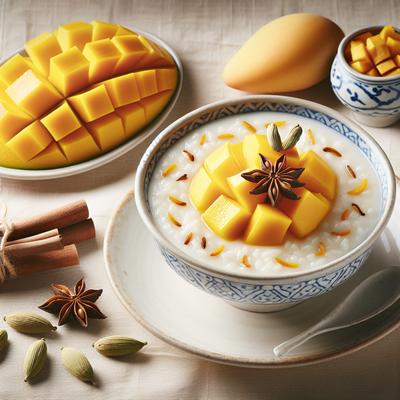 Image of Thai Mango with Cardamom Rice Pudding