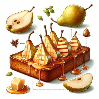 Image of Toasted Gingerbread with Grilled Pears and Caramel