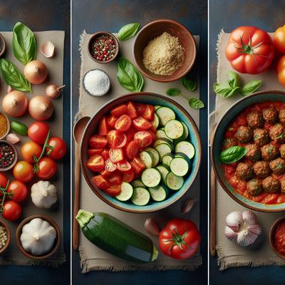 Image of Tomatoes and Zucchini with Meatballs