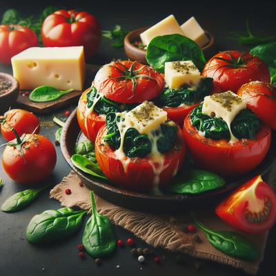 Image of Tomatoes Stuffed with Spinach and Cheeses