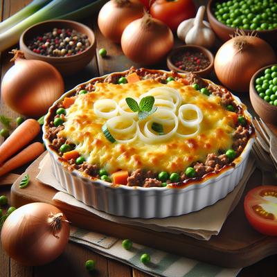 Traditional English Cottage Pie with Cheese and Leek Topping