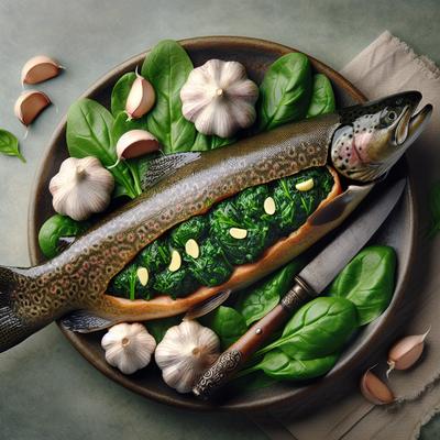 Image of Trout Stuffed with Garlic and Spinach