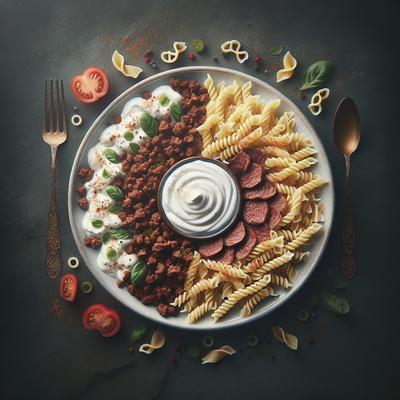 Image of Turkish Pasta with Ground Beef Yogurtlu Kiymali Makarna Glute