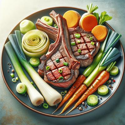 Image of Veal Chops with Leeks Carrots and Parsnips