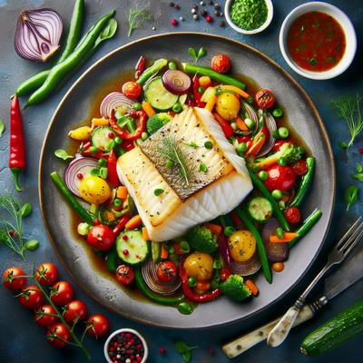 Image of Vegetable Topped Halibut