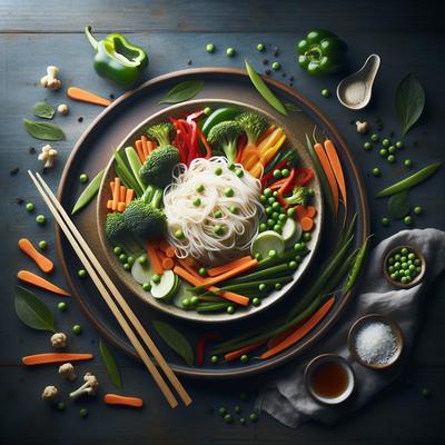 Image of Vegetarian Rice Noodles with Seasonal Vegetables