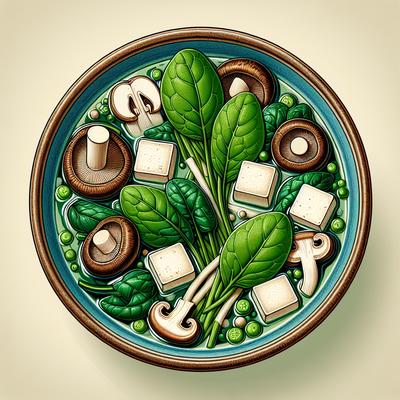 Image of Vegetarian Spinach Shiitake Tofu Soup