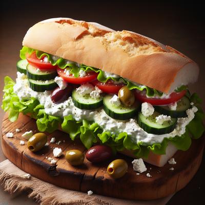 Image of Veggie Sandwich with Feta and Tzatziki Sauce