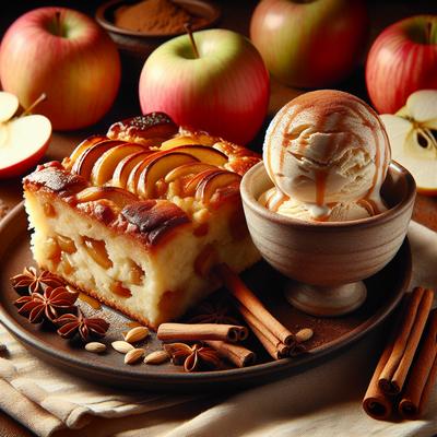 Image of Warm Apple Cake with Cinnamon Swirl Ice Cream