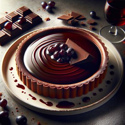 Image of Warm Chocolate Tart with Red Wine Sauce