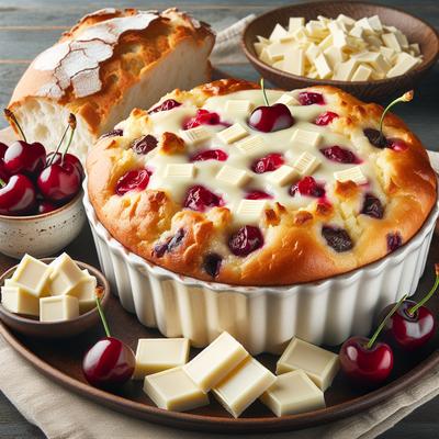 Image of White Chocolate Cherry Bread Pudding