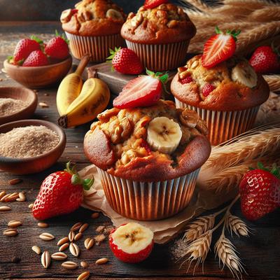 Image of Whole Wheat Strawberry Banana Muffins