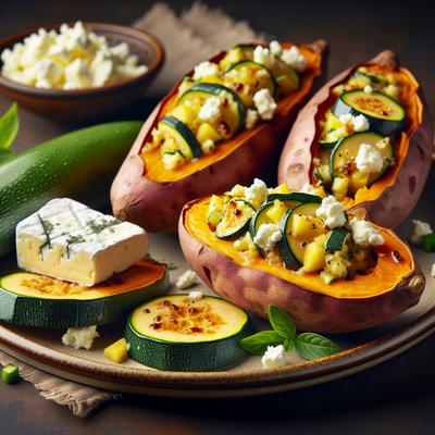 Image of Zucchini and Goat Cheese Stuffed Sweet Potatoes