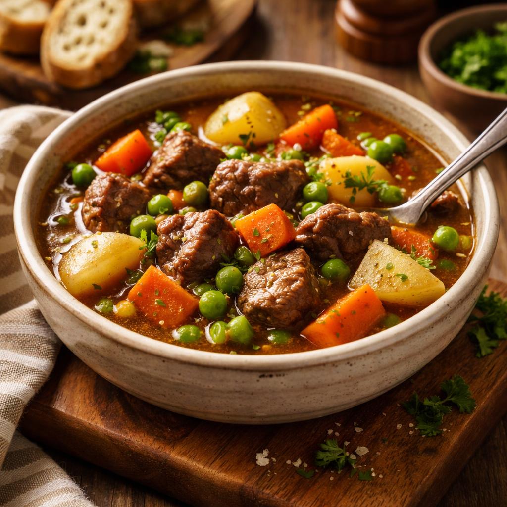 Heart-Healthy Beef Stew with Peas and Carrots Recipe