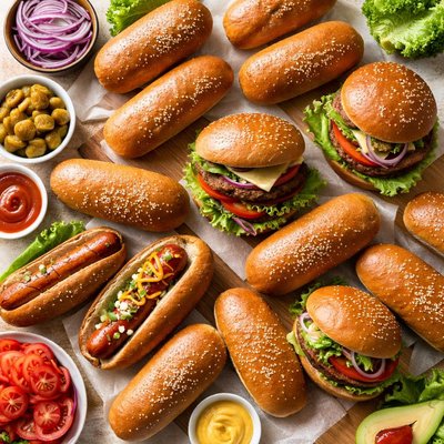Image of 100 Whole Wheat Burger Hot Dog Buns