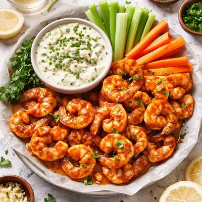 Image of 10 Minute Buffalo Shrimp with Blue Cheese Dip