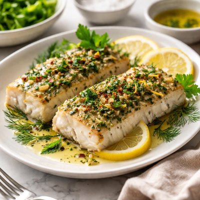 Image of 15 Minute Baked Halibut with Herbs