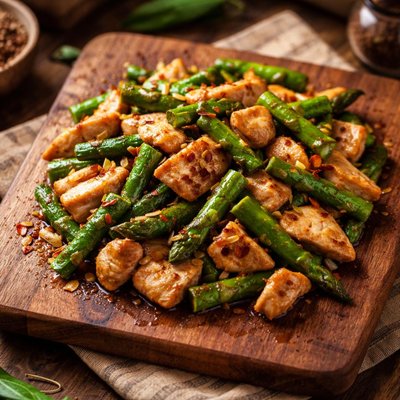 Image of 15 Minute Stir Fried Chicken Asparagus