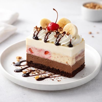 Image of 1 2 3 Banana Split Ice Cream Cake