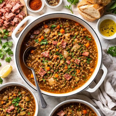 Image of 1 Hour Smoky Ham and Lentil Soup