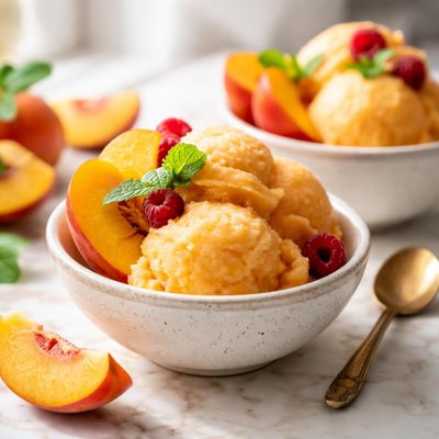 Image of 2 Ingredient Peach Sorbet