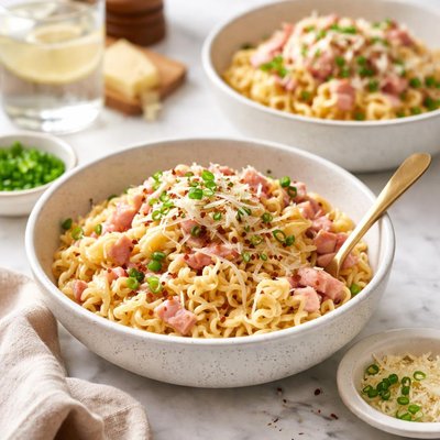 Image of 2 Minute Noodles for Two with Ham Cheese