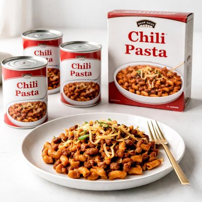 Image of 3 Cans and a Box Chili Pasta