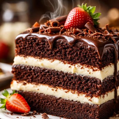 Image of 3 Layer Fudge Cake with White Chocolate Mousse Filling