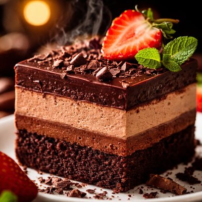 Image of 3 Layered Chocolate Delight Dessert