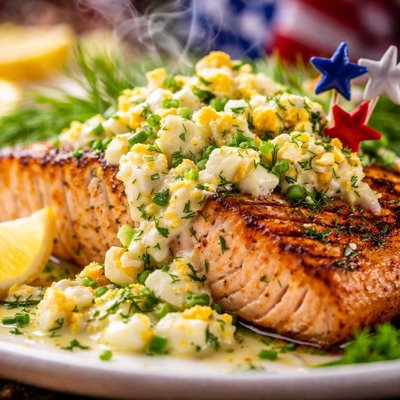 Image of 4th of July Salmon with Egg Sauce