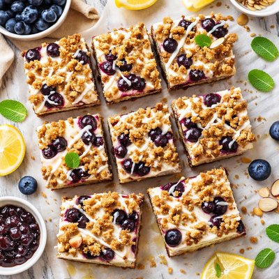 Image of 5 Layer Amaretto Blueberry Vanilla Bars