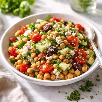 Image of 5 Minute Greek Garbanzo Bean Salad