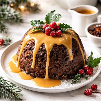 Image of 7 Cup Steamed Christmas Pudding with Butterscotch Sauce