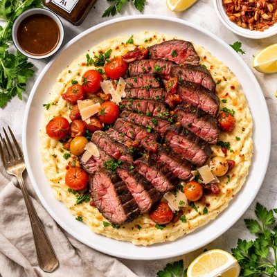 Image of A1 Marinated Top Round with Bacon Parmesan Polenta A1