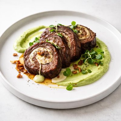 Image of A 1 Butter Deconstructed Pinwheel Steak with Avocado Sauce A1