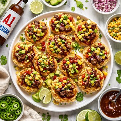 Image of A 1 Steak Puffs with Corn and Avocado Salsa A1