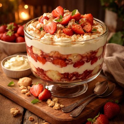 Image of A Mere Trifle Strawberries and Clotted Cream Trifle