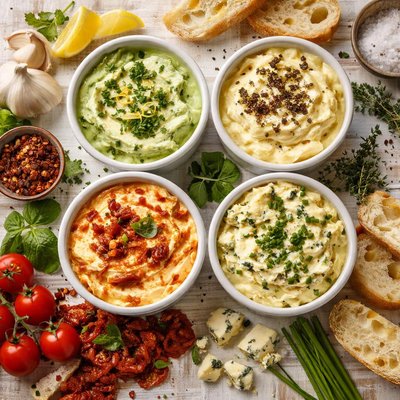 Image of A Quartet of English and French Cheese Flavoured Butters