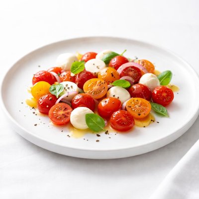 Image of A Simple Cherry Tomato and Mozzarella Salad
