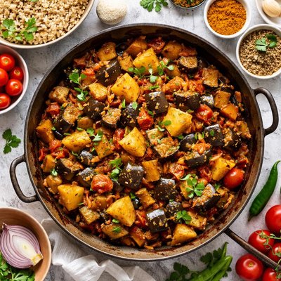 Image of Verduras al Aloo y Berenjena Bajas en Grasa