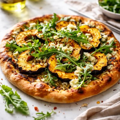 Image of Acorn Squash and Arugula Pizza