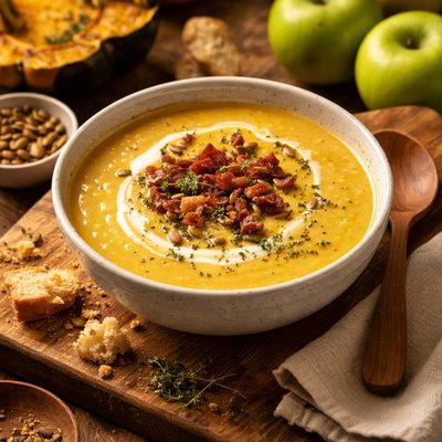 Image of Acorn Squash and Granny Smith Apple Soup