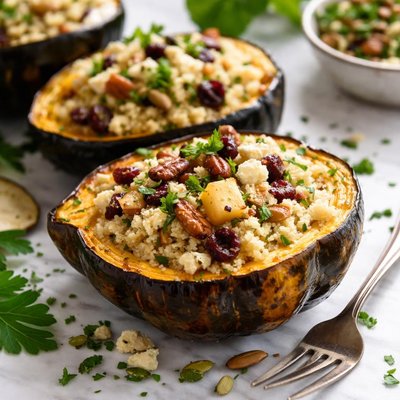 Image of Acorn Squash Stuffed with Apple Couscous