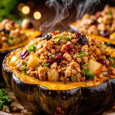 Image of Acorn Squash with Apple Turkey Stuffing
