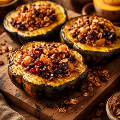 Image of Acorn Squash with Dried Fruit and Granola Compote