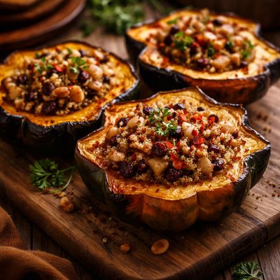Image of Acorn Squash with Spiced Brazil Nut Filling
