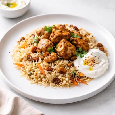 Image of Afghan Rice Pilaf with Chicken and Yogurt Bor Pilau