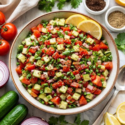 Image of Afghan Tomato Cucumber and Onion Salad Salata