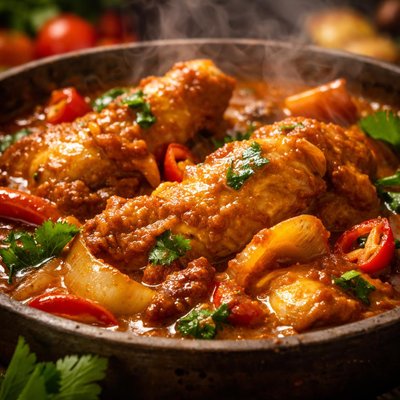 Image of African Chicken Curry in Rich Palm Oil